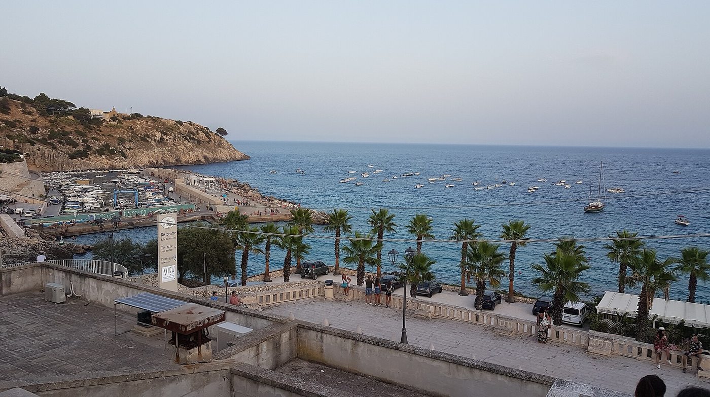 The seafront of Castro Marina with its palms and harbour &mdash; a Salento town about 10 minutes from Cala dei Balcani