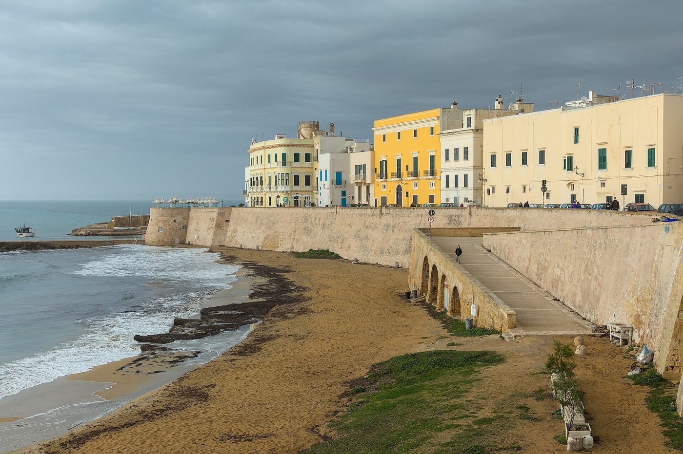 The old town of Gallipoli above Purità beach &mdash; the Ionian coast of Salento