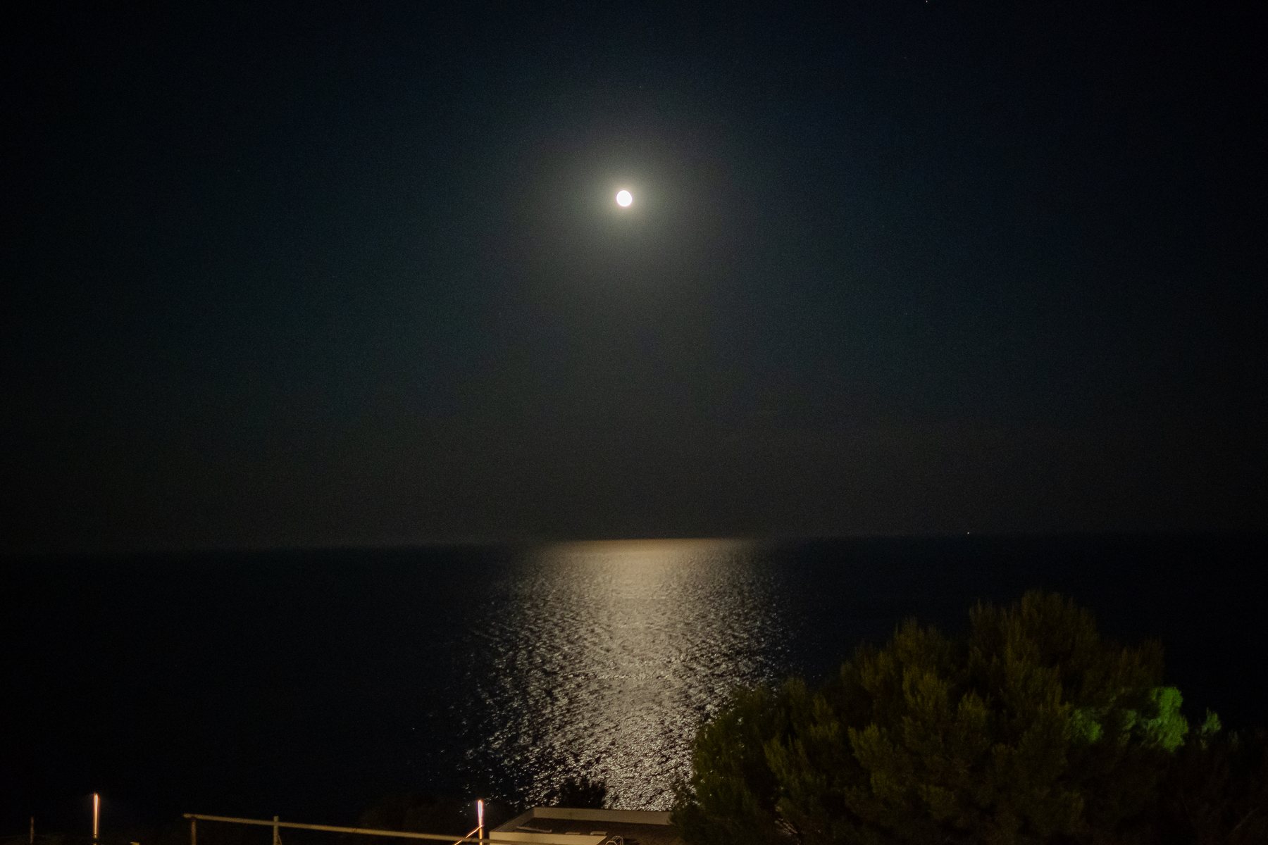 The Adriatic at night under a full moon, seen from Cala dei Balcani &mdash; Santa Cesarea Terme, Salento, Puglia
