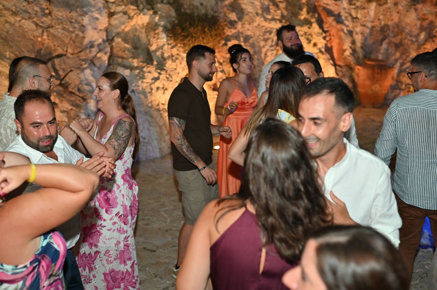 Dancing in the stone courtyard of Cala dei Balcani