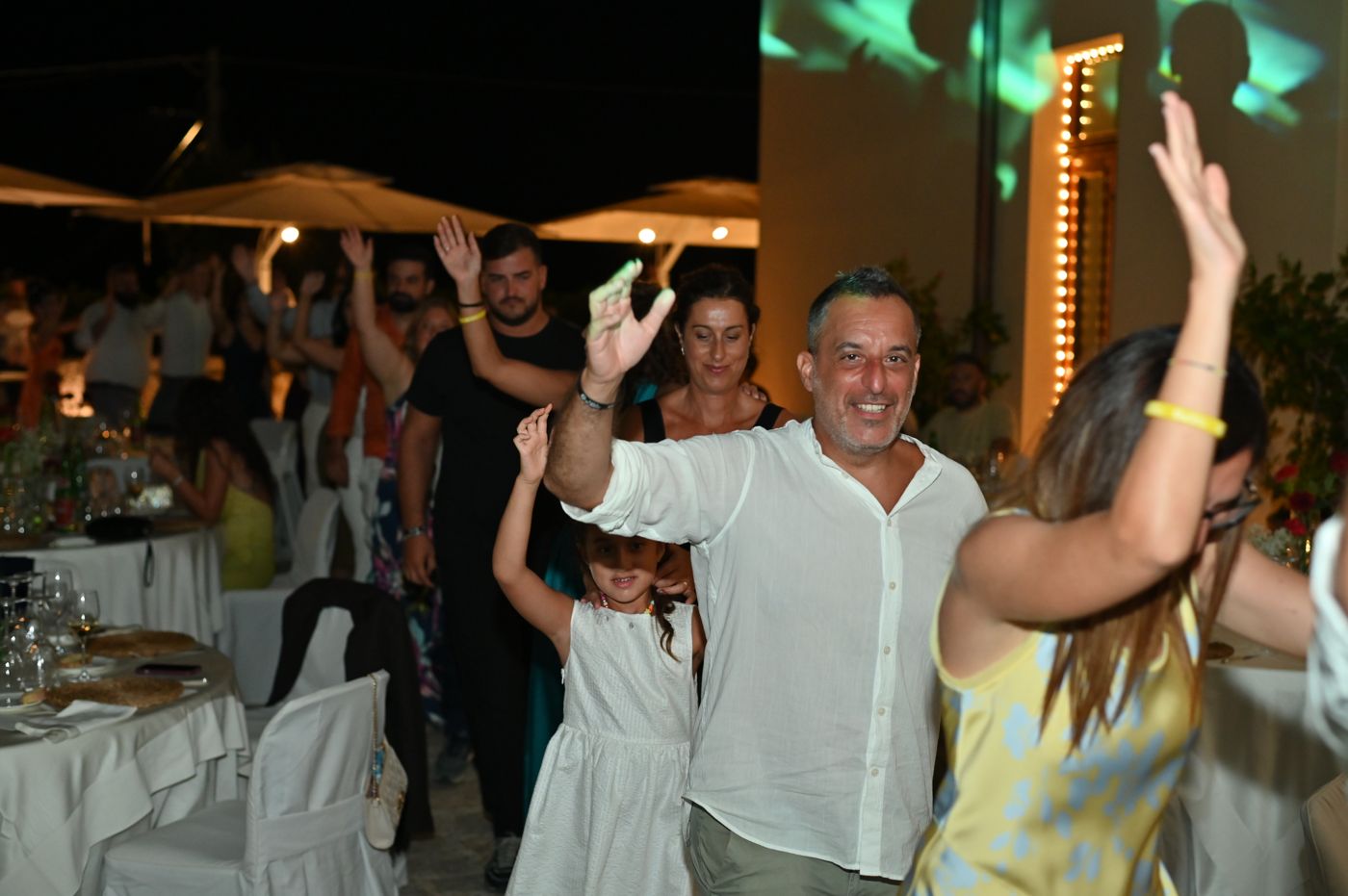 Dancing in the stone courtyard of Cala dei Balcani